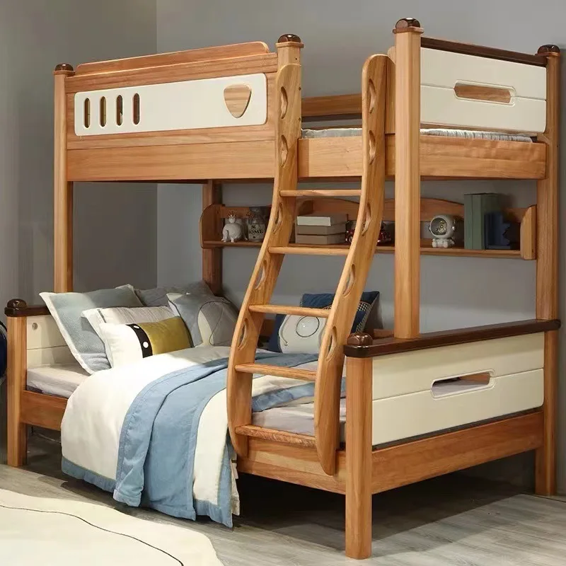 Red sandalwood upper and lower beds Golden silk sandalwood mother and child beds Wood wax oil children's beds