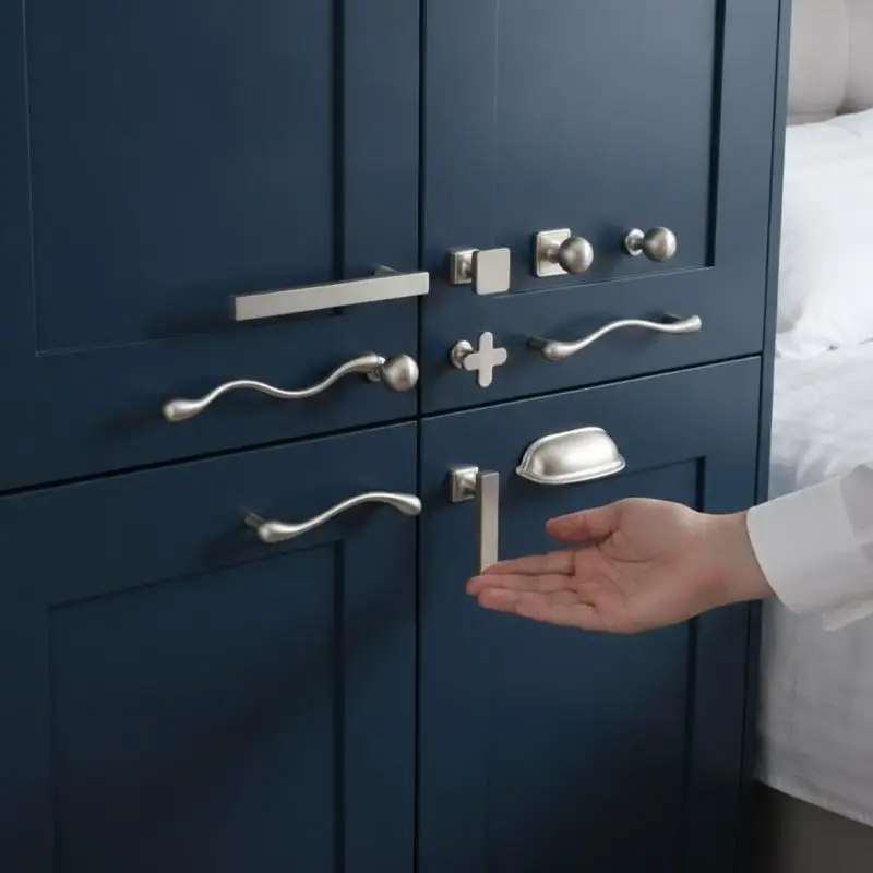 Nickel Brushed Wardrobe Door Pull Handle Smooth Surface Long Minimalist Cabinet Handle for Kitchen Cupboard Home Decoration