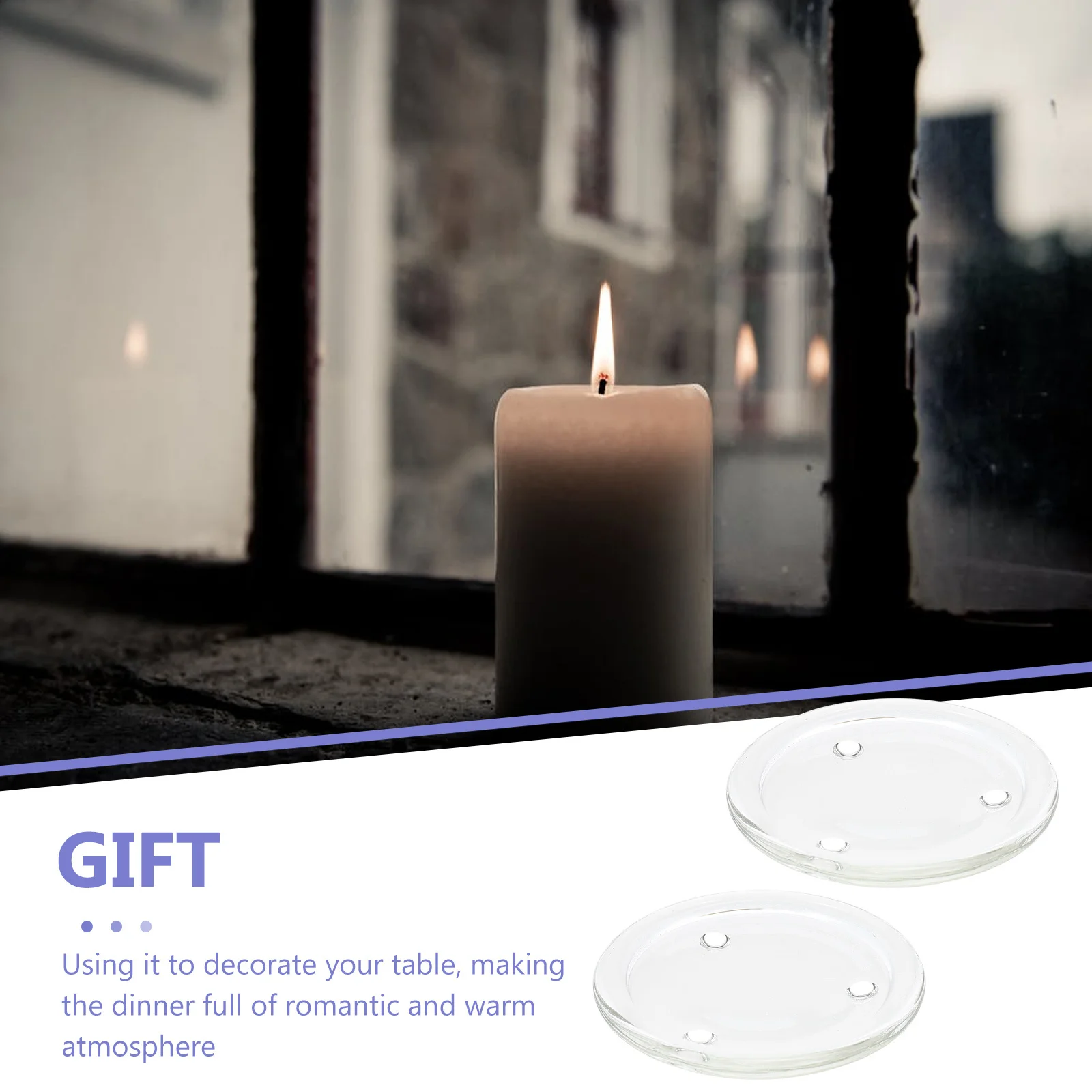 

2Pcs Round Glass Bases Holders Home Table Decoration Aromatherapy Candlestick Dinner Decors