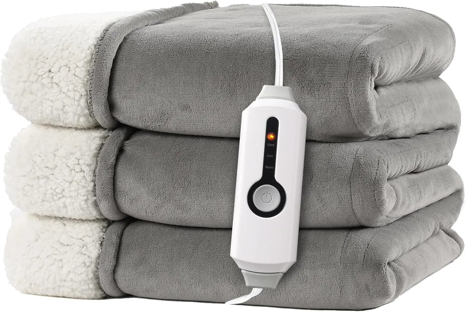

Full Size Electric Heated Blanket, Dual-Sided Microplush & Sherpa, 4 Heat Settings, Auto Off, Machine Washable