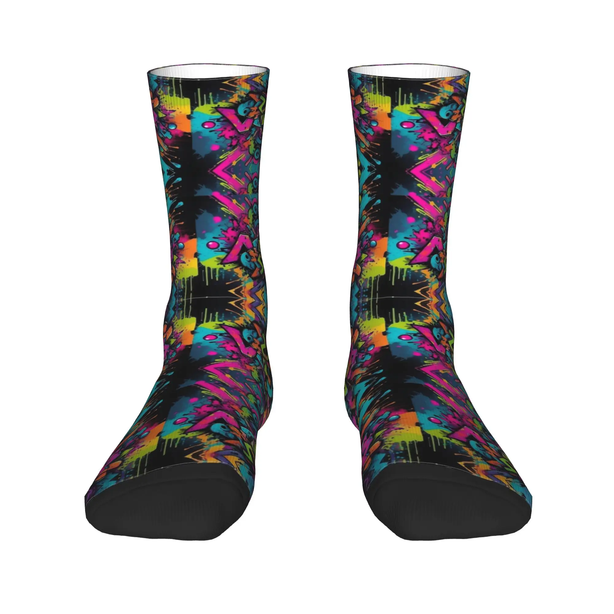 Psychedelic Graffiti Funky Urban Graffiti Street Style Stockings Men's  Socks Medium Soft Socks Autumn Outdoor Anti Skid Socks
