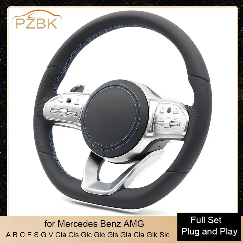 

Автомобильный руль с синей прошивкой для Mercedes Benz W205 C205 C63 W212 W223 W204 W213 W176 Cls Glc Gle Gls Gla Cla Glk Slc