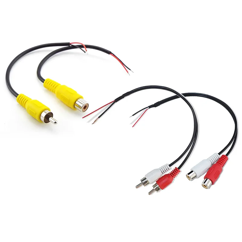 15cm Car connector Rca Female / Male Audio Cable extension Av Single Single Video plug Stereo extension wire diy tools