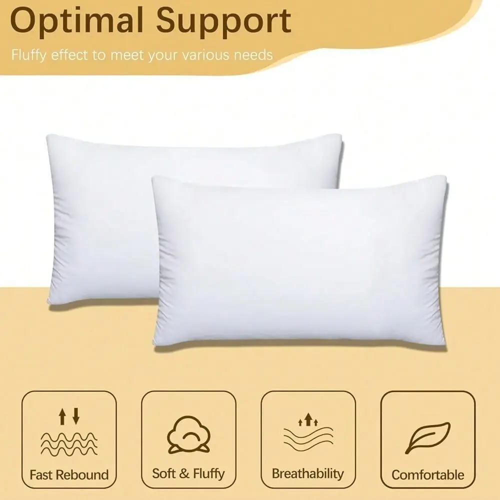 

Throw Pillows Insert Set Of 2, With 1OO Cotton Cover, Bed And Couch Indoor Hotel Decorative Pillows, 12x20 In White Pillows Ins