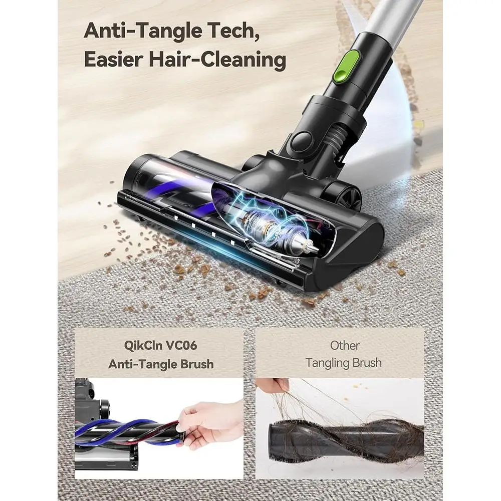 Cordless Vacuum Cleaner 23Kpa Powerful Suction 3 Modes 45min Runtime Lightweight Portable Stick Vacuum with LED Display HEPA