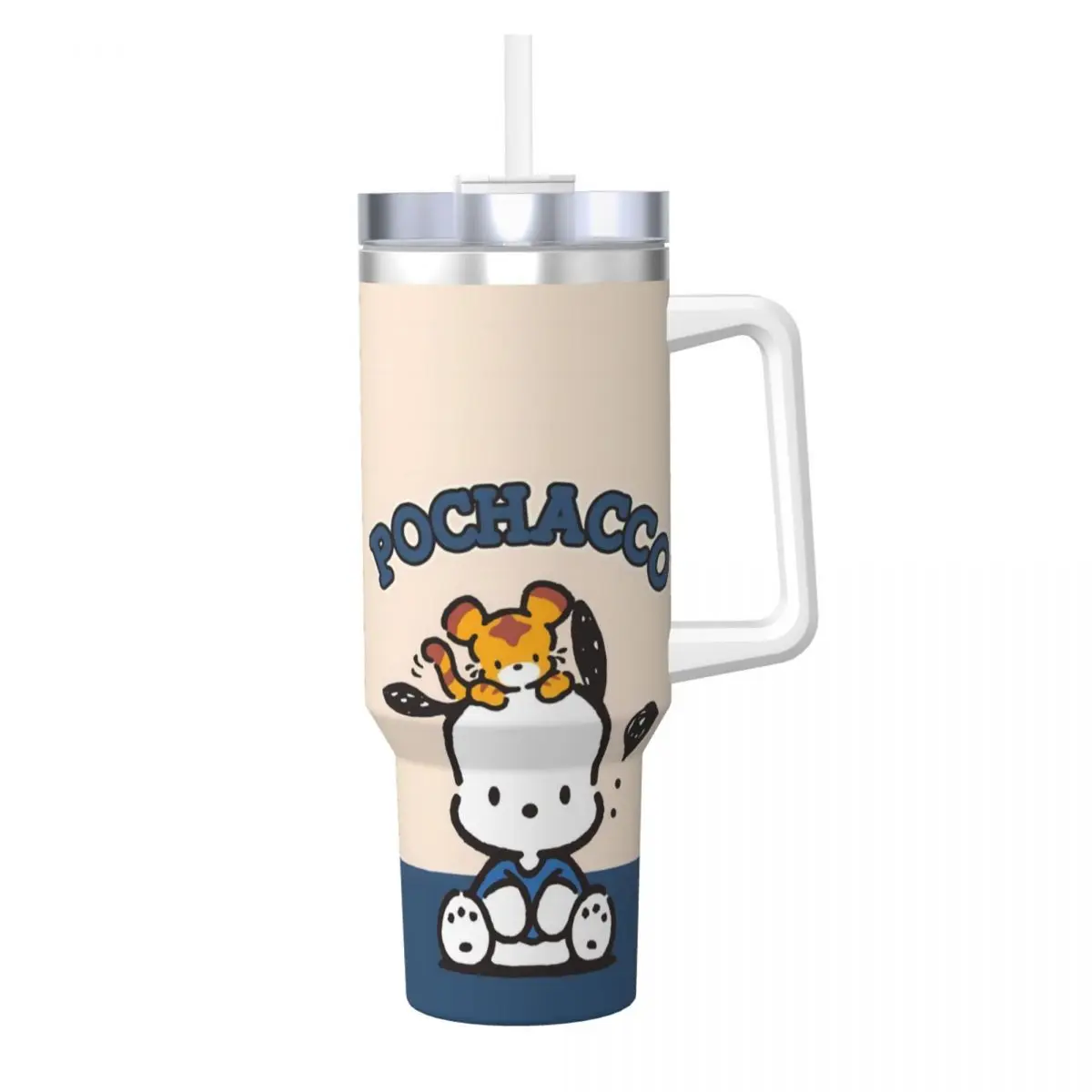 Pochacco Stainless Steel Tumbler Sanrio Beach Mugs Cup Large Coffee Mug Keep Heat Cold and Hot Milk Tea Water Bottle