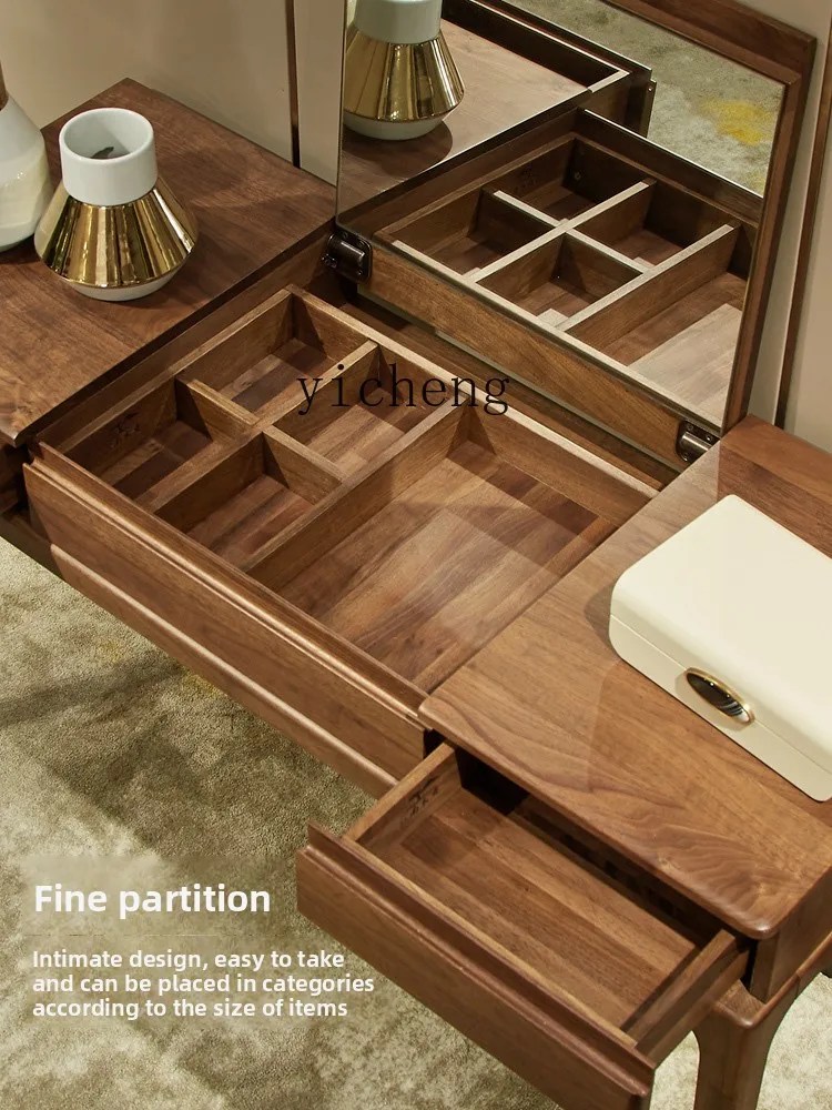 

LX Walnut Dressing Table Bedroom Modern Minimalist Desk Integrated Storage