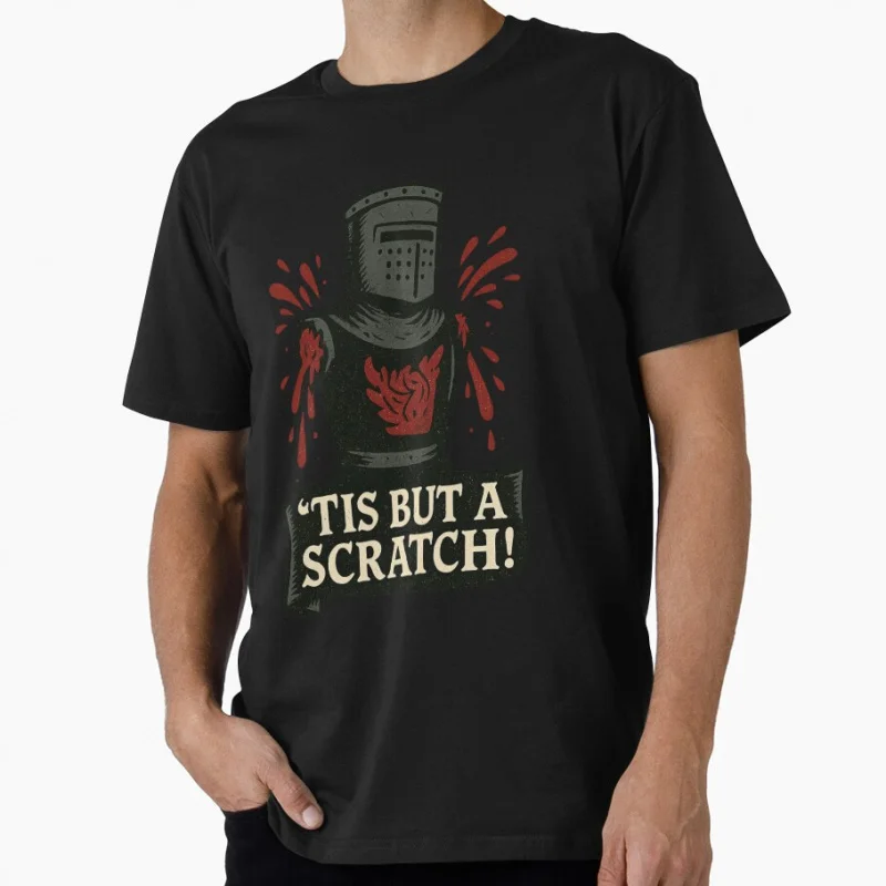 

Black Knight - It's just a scratch! Monty Python Funny gift T shirt for men Large size Tops 100% cotton printed Clothes S-6XL