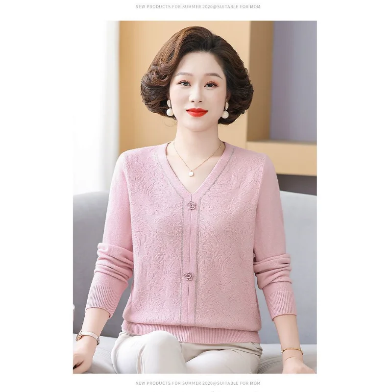 เสื้อสเวตเตอร์แฟชั่นลำลองแบบมีกระดุมสำหรับผู้หญิงแขนยาว