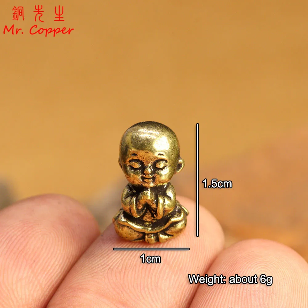 تماثيل صغيرة من النحاس على شكل راهب صغير زينة مكتبية منظر طبيعي مصغر تمثال بوذا صغير ديكور منزلي إكسسوارات حرفية - 6