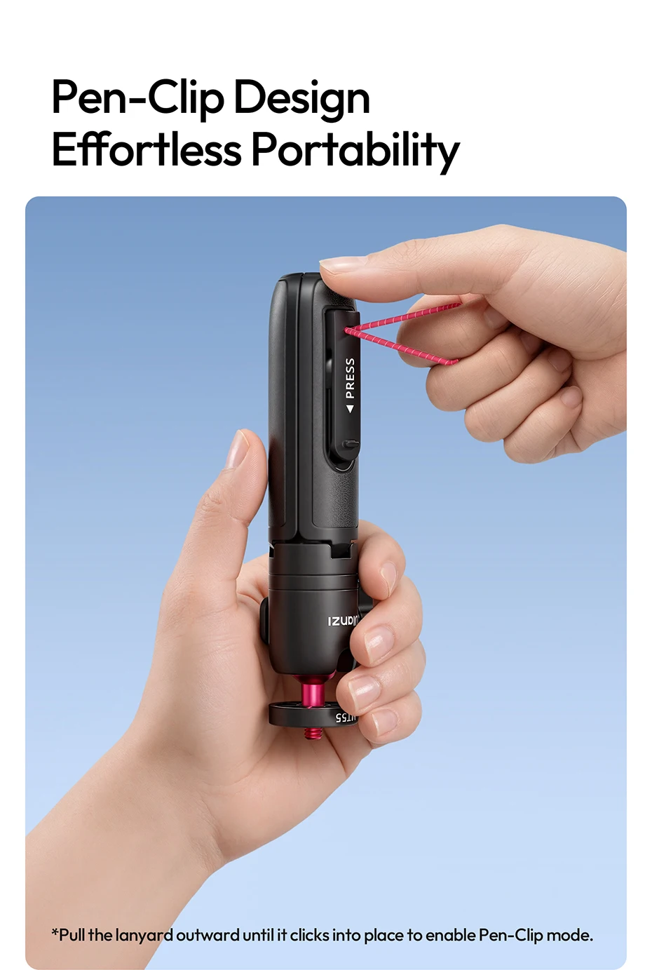 Ulanzi MT55 SnapGo Mini Selfie-Stick Stativ 360 ° Verstellbarer Winkel Immersiver POV 1/4'' Halter für Kamera, Handy, Videoleuchte – Detail 6
