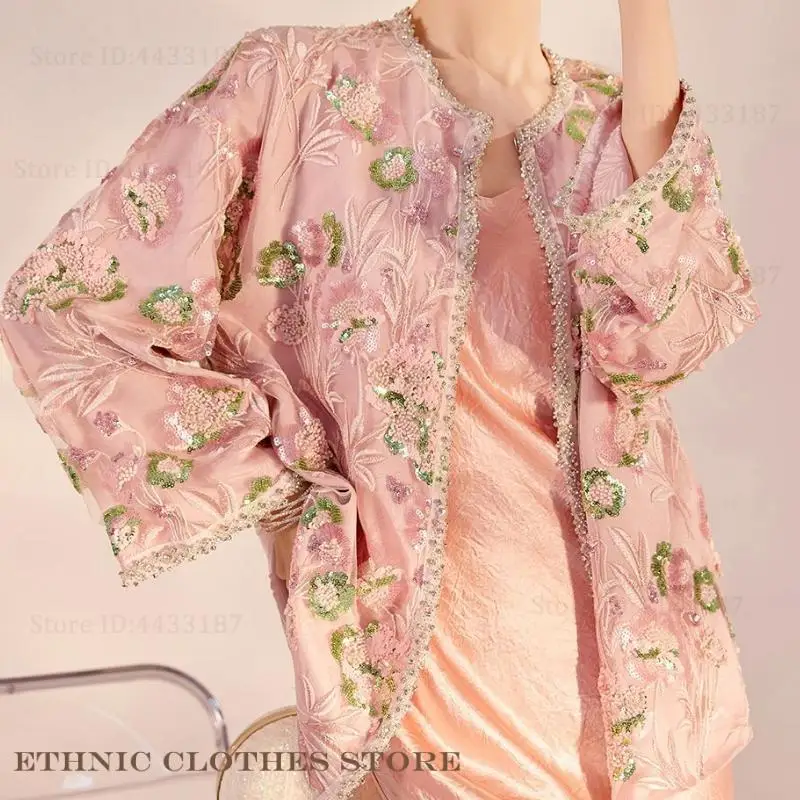 

Традиционное японское кимоно, кардиган, юката, хаори, новая женская куртка в китайском стиле, пальто с вышивкой бисером и пайетками, ханьфу, ципао.