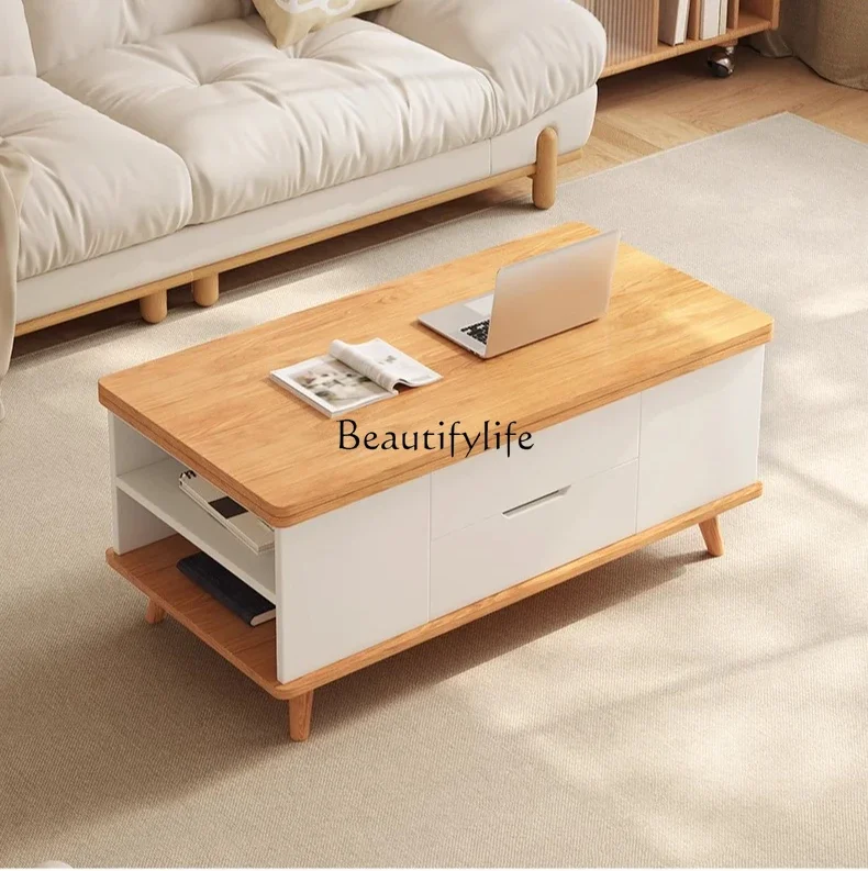 

ls42 Lifting multifunctional folding coffee table dining table integrated two-in-one living room with stool 2025 new