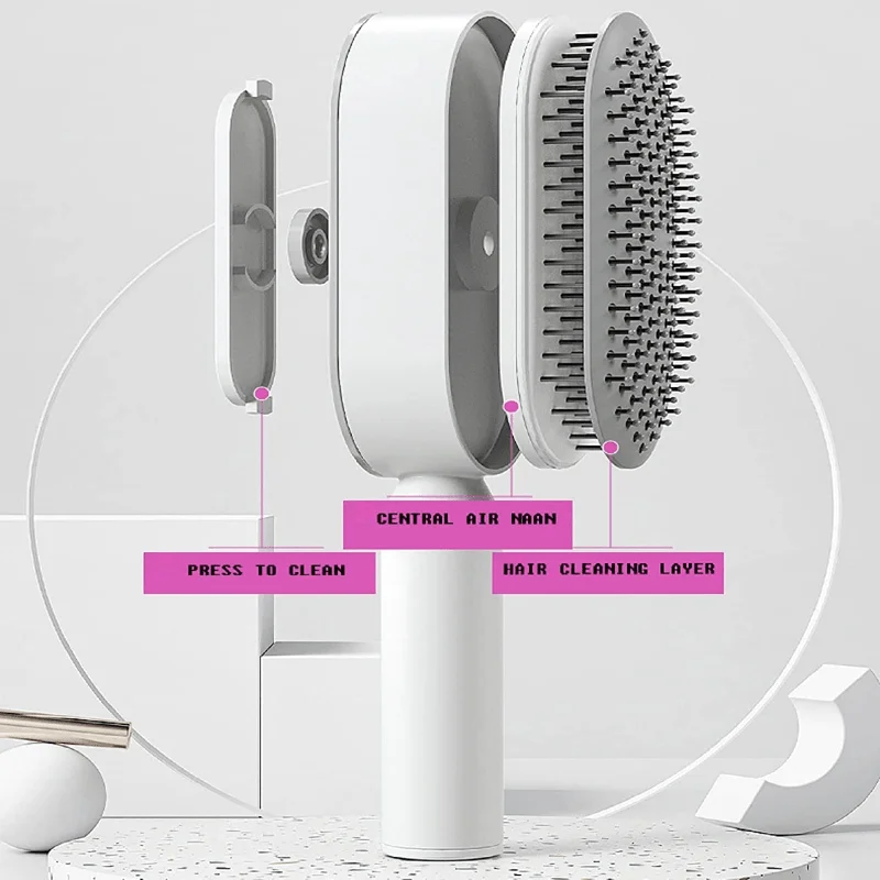 Massage Scalp Comb Anti-static Curly Wet Dry Wavy Straighten Hairbrush Self Cleaning Hairbrush One-key Cleaning Hair Loss Airbag