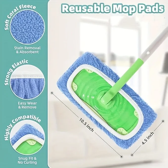 4 Stück wiederverwendbare Wischpads, ultrafeine Faser, trockenes Kehrtuch und maschinenwaschbare Nasspads zum Austausch – Detail 2