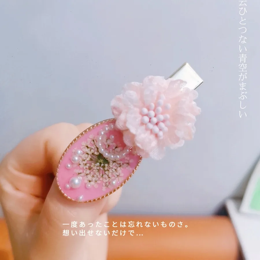 

3166 оптовая продажа 1/5/10 шт., заколка для волос ручной работы из хрустальной смолы розового цвета вишни, заколка в виде утконоса, заколка для челки с сушеными цветами, ретро-стиль