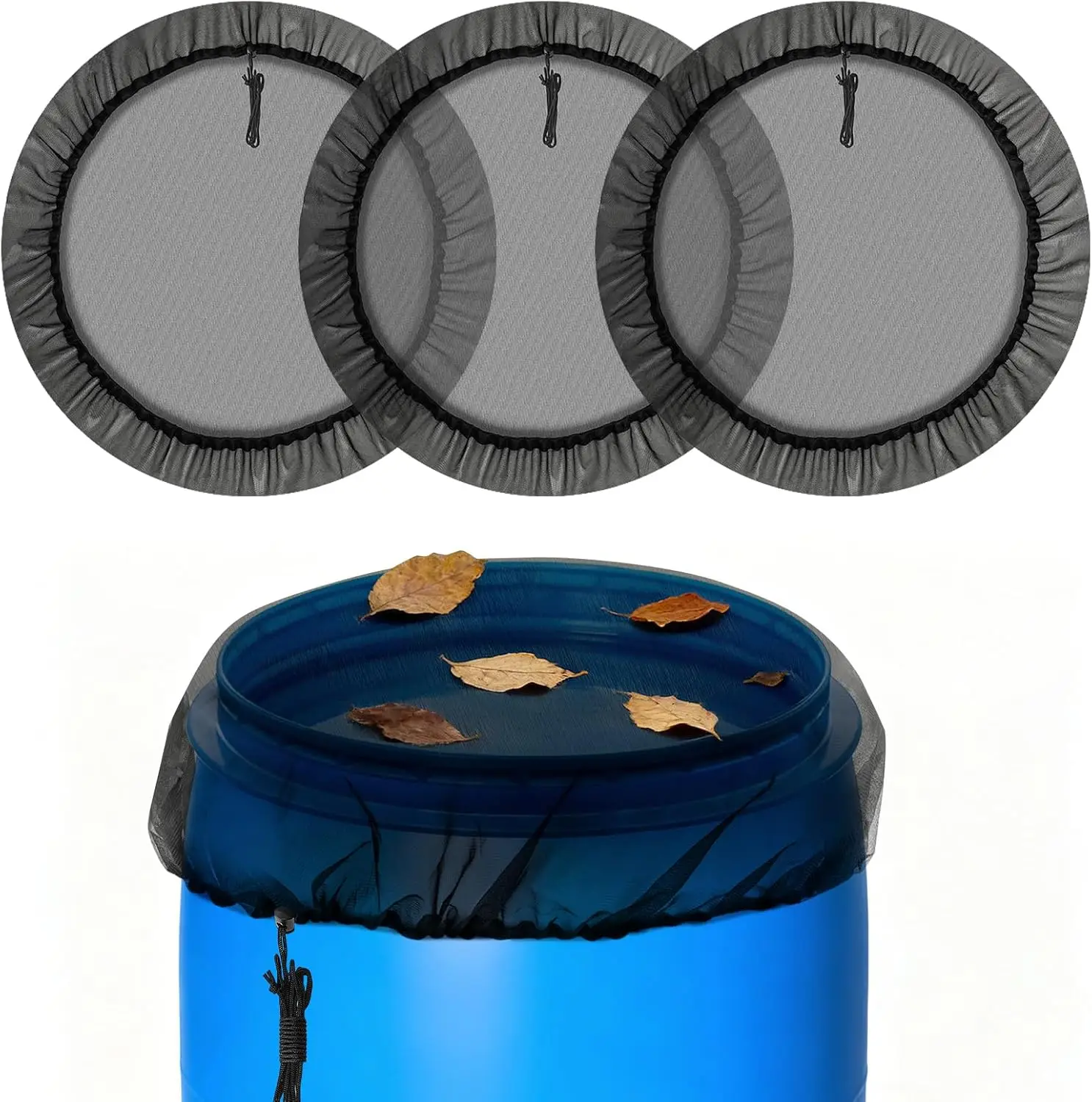 5pcs Rain Barrels Screen Water Bucket Covers,Rainwater Collector Tank Net Cover,Rain Collection Bucket Netting with Drawstring