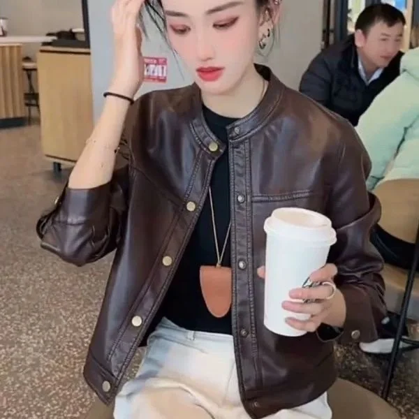 

Biker Jackets Womens Jacket Thin Fall Fox Fur-Collar Fluffy Princess Elegant Glamour Gentle Soft Youthful All-Match Halloween OL