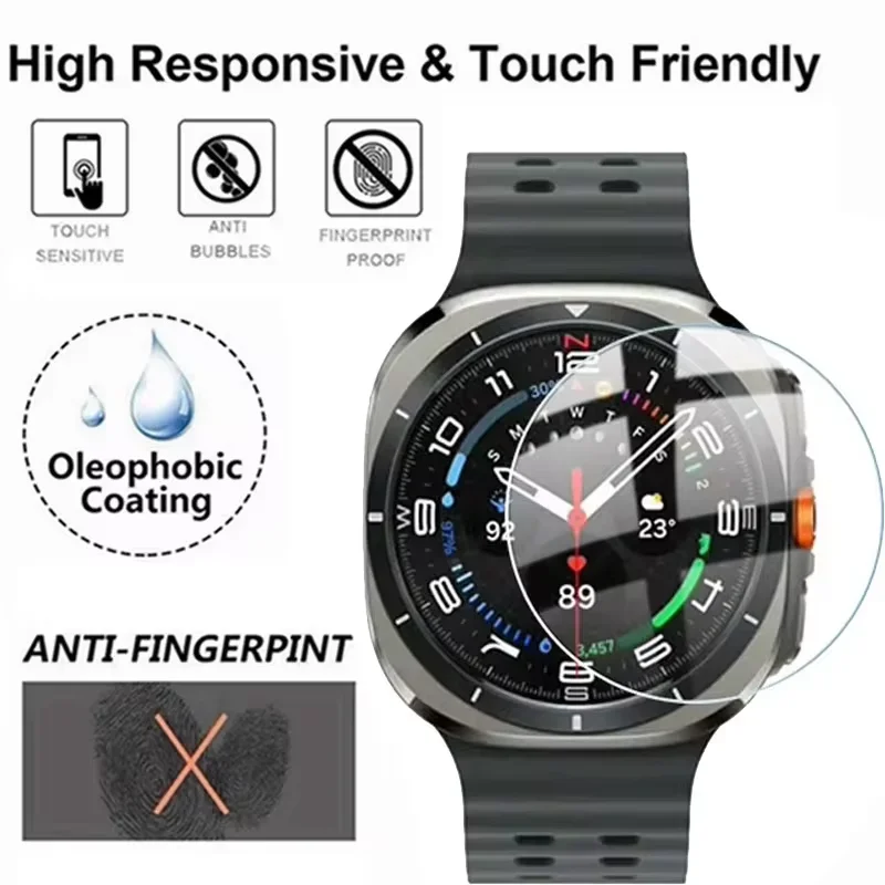 Película de Vidrio Templado Pegado Rápido para Samsung Galaxy Watch 8/7/6/5/4 40mm 44mm Ultra 47mm Película Protectora de Pantalla Watch 8 Classic 2