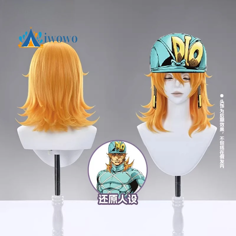 Anime Steel Ball Run JoJo's Bizarre Adventure Dio Diego Brando Cosplay-Perücke Ingwer-orange schulterlange Haarperücken für Halloween