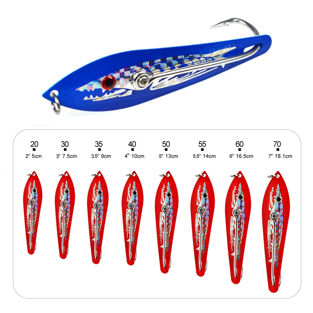 TOLU Big Spoon Lure 10/13/16,5/18,1cm Fischförmiger Metall-Paillettenköder für Tiefsee-Angeln, Schleppangeln, Boot-Jigköder für Forelle und Barsch – Detail 1