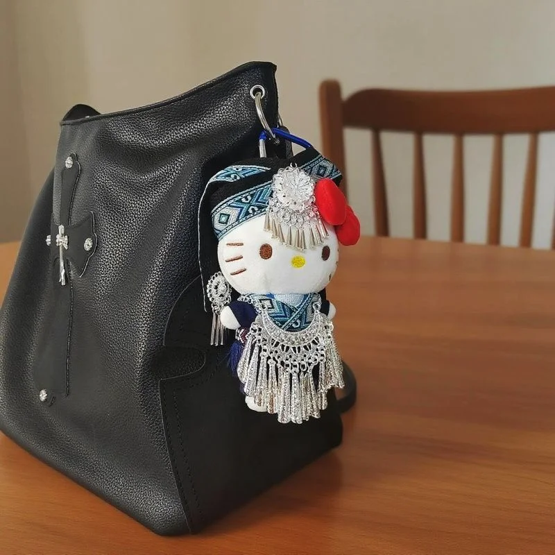 جديد سانريو الكرتون Kawaii مرحبا كيتي المفاتيح حقيبة عالمية ألعاب من نسيج مخملي كيرينغ فتاة على ظهره لطيف أفخم ملحق دمية الإبداعية #3