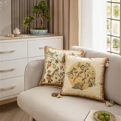 Cushion cover with floral design for home decoration, decorative boho style, gold color, for sofa, bed, summer, 18x18, Chinese