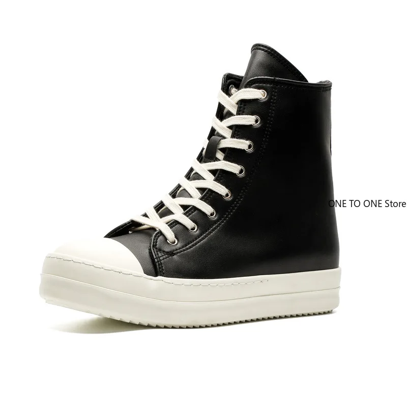 Trampki Mężczyźni Buty Casual High Top Women Sneaker Black Ricks Ankle Boot Fashion Zip Thick-sole Canvas Flat Owen Street Shoes