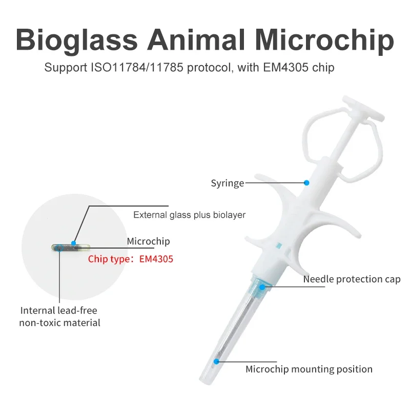 Imagem -03 - Seringa Microchip Animal Animal id Chip Pet Em4305 Padrão Internacional 134.2khz Fdx-b 20 Pcs por Pacote