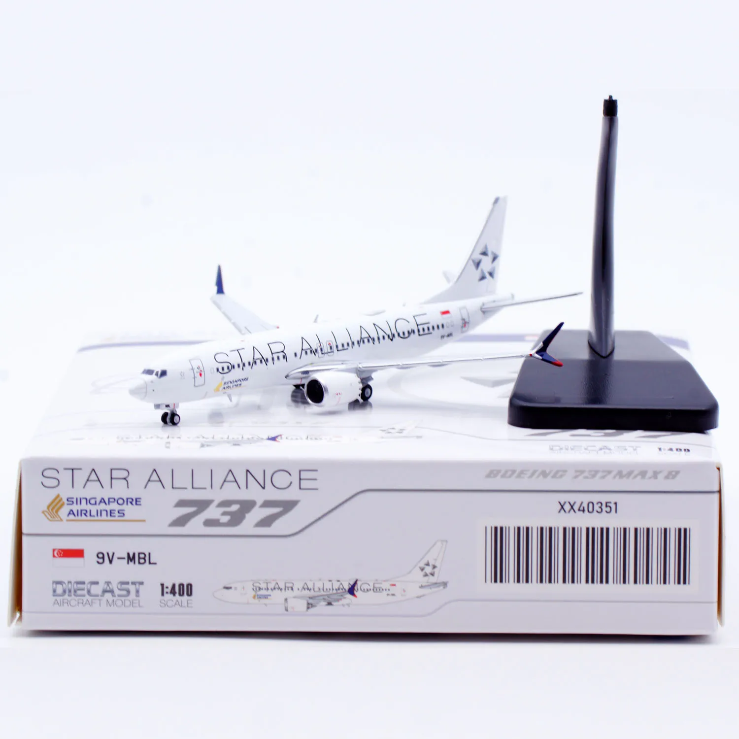 

XX40351 Alloy Collectible Plane JC Wings 1:400 Singapore Airlines "StarAlliance" Boeing B737-8 MAX Diecast Aircraft Model 9V-MBL