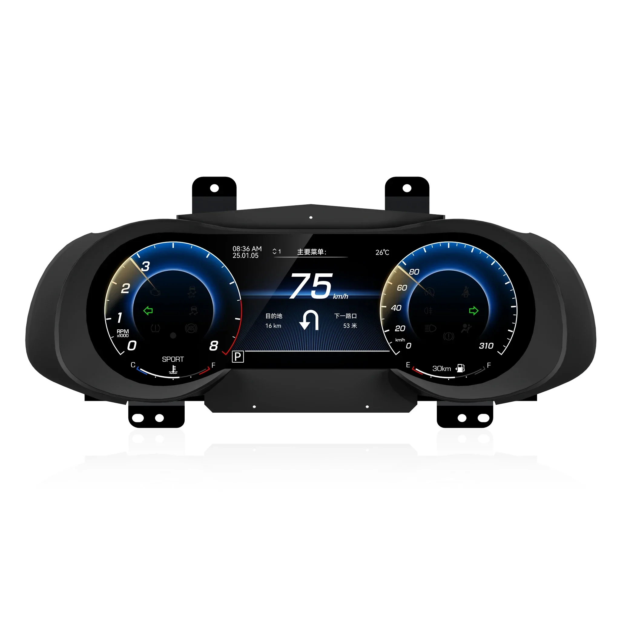 

12.3 Inch Linux System Car LCD Instrument Auto Meter For Maserati Quattroporte 2013-2023 Digital Cluster Car Speedometer