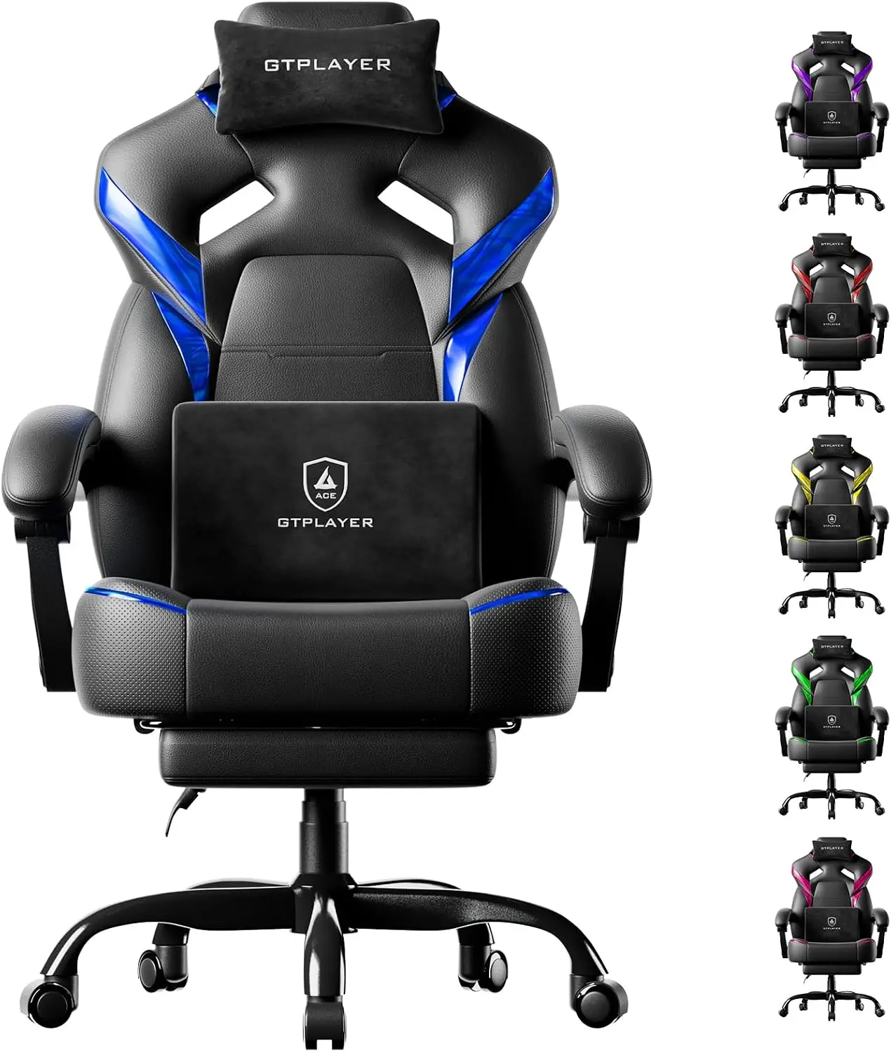 Big and Tall Gaming Chair for Adults, Ergonomic Office Chair with Footrest, Heavy Duty 350 lbs Capacity, High Back, Premium Leat