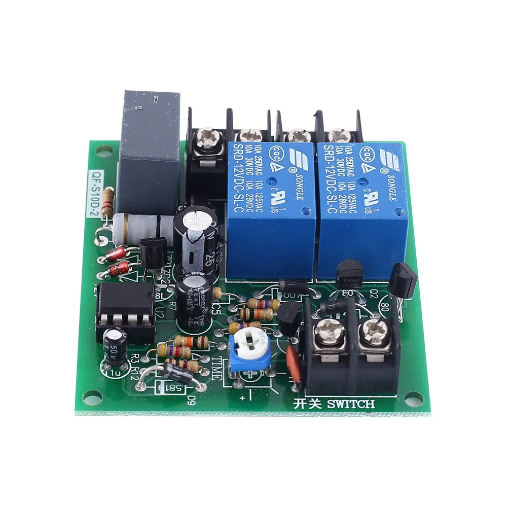 AC 220V 10A 2 Channel 2CH Power Time Sequence Board 0-10S Adjustable Sequential Controller Module Sequential Start Reverse Stop