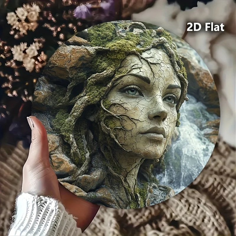 2d plano, 2d plano 1pc, sinais de metal vintage árvore com o rosto mulher alumínio circular sinal de metal parede grinalda sinais placa para ind