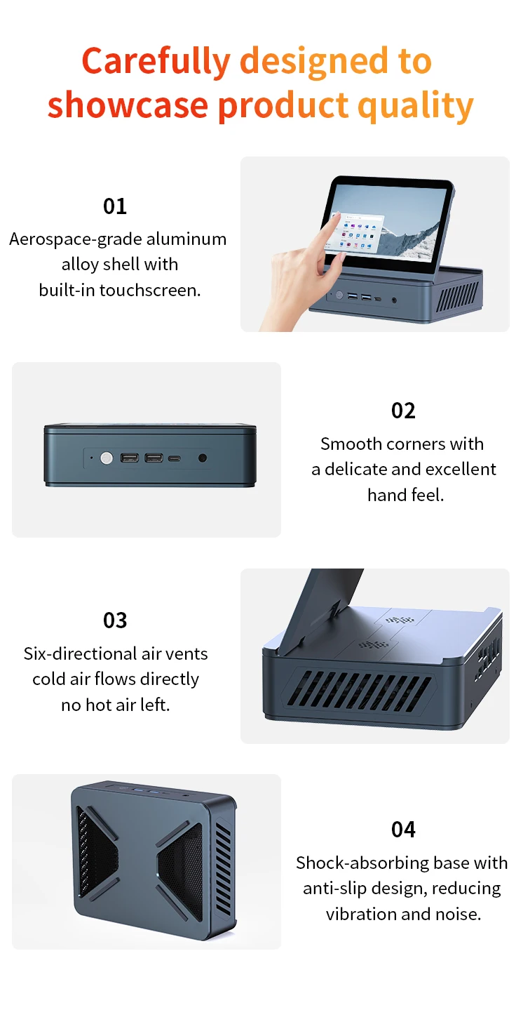 SZBOX MINI PC 7 Inch HD Mini PC AMD R5 7640HS R7 7840U R9 6900HS 6950HS DDR5 Hingga 64GB Wifi6 BT5.2 Komputer Desktop Game Kantor