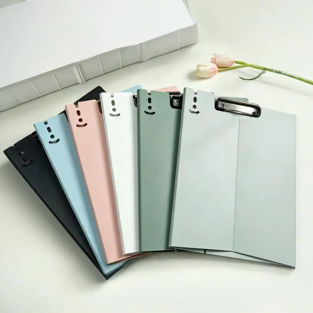 Foldable Clipboard for Office Hard Plastic Writing Pad for Students A4 Plastic File Folder with Metal Clip Lightweight