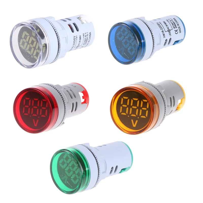 Đồng Hồ Kế LED Màn Hình Hiển Thị Kỹ Thuật Số Vôn Kế Đèn Báo Điện Áp 22 Mm 60-500V Máy Đo Đèn Báo Bảng Điều Khiển Điện Áp