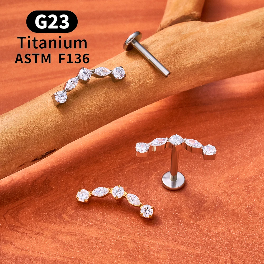 ASTM F136 Titan Tiny Trinity CZ Blumen-Labret-Stud 16G Knorpel-Ohrring Nasen-, Lippen-, Tragus-, Conch-, Helix-, Ohrläppchen-Piercing-Schmuck – Detail 15