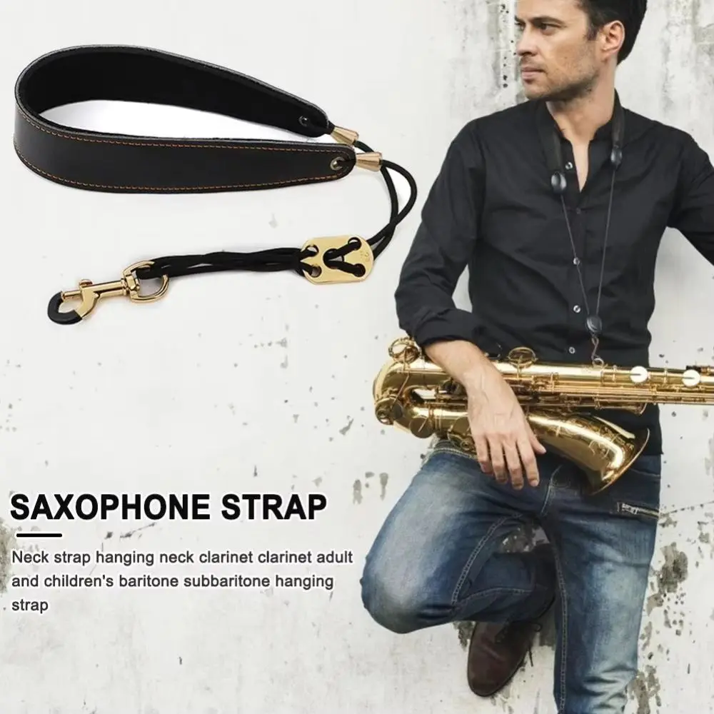 

Adjustable Saxophone Neck Strap PU Leather Comfortable Sax Shoulder Harness Metal Hook Thick Clarinet Neck Band