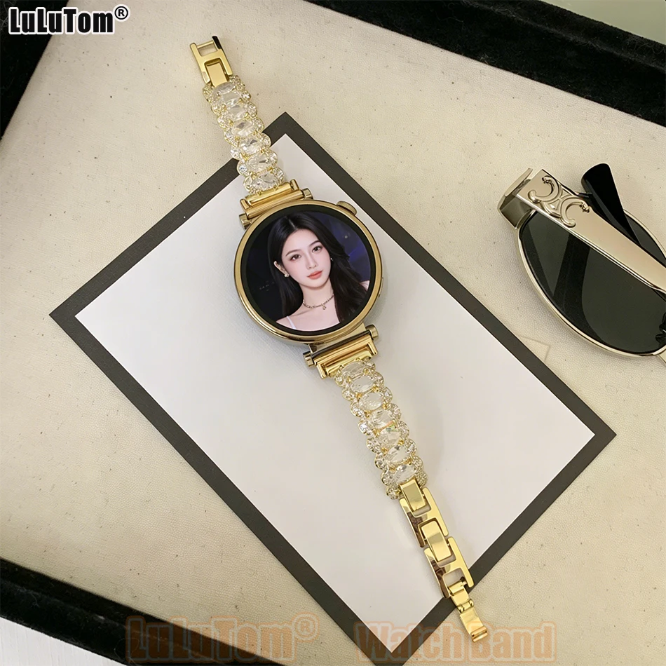

Роскошный ремешок для часов с крупными цирконами CZ для Samsung Galaxy Watch 8 44/40/46 мм, Ultra 7 6 5 4, Huawei GT5 Pro 42/46 мм, женский ремешок 18/20/22 мм