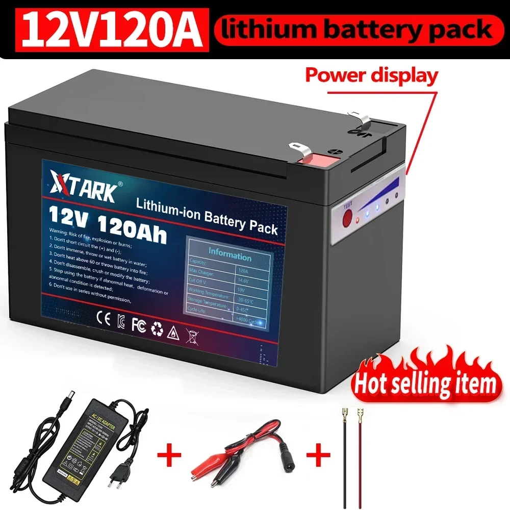 

2024 Upgraded 12V 120Ah Built-In High Current 30A BMS 18650 Lithium Battery Pack for Solar Panels Batterie Electric Vehicle