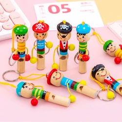 12/30 Pcs Mini Wooden Pirate Whistle Toy with Key Chain Kids Birthday Party Wedding Guest Gifts Souvenir Pinata Christmas Gifts