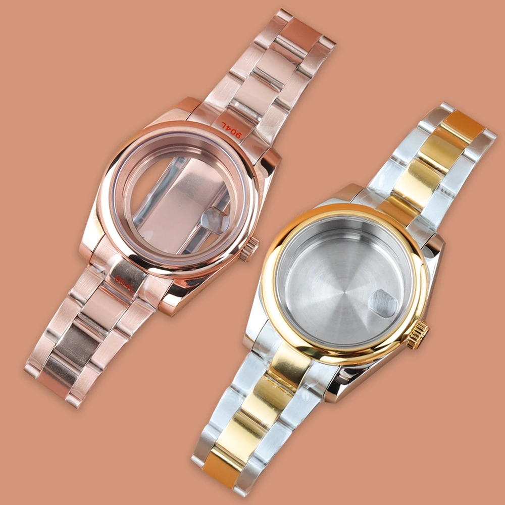 

NH35 Case Strap 36MM 39MM Waterproof Case Fit Datejust Sapphire glass Men's Case For NH35 NH36 Movement Polish Oyster Bracelet