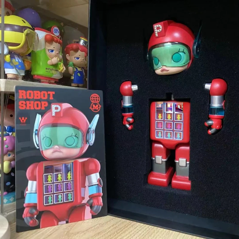 Molly Robot Shop 10th Anniversary Red Fire Space Action Figure Gashapon Machine Designer Toy Creative Decoration Cute