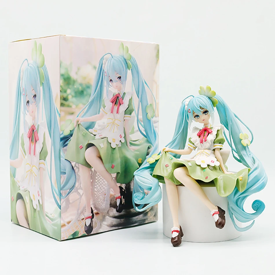 Figura de Anime de 15cm, tapón de fideos Hatsune Miku, figura de acción de Hada de hierba de la suerte, modelo de colección de PVC, juguetes de adorno, regalos
