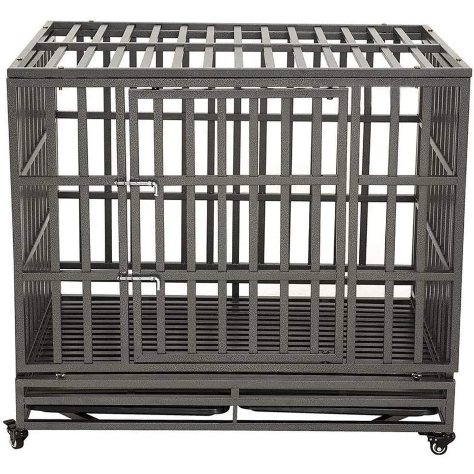 

US Empire Heavy Duty Dog Cage Metal Kennel and Crate for Medium and Large Dogs, Pet Playpen with Four Wheels