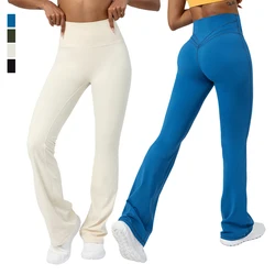 Women Flare Pants Stretch Bell Bottom Pants High Waist Yoga Leggings Long Bootleg Gym Trousers Dance Pilates Full Length Pants