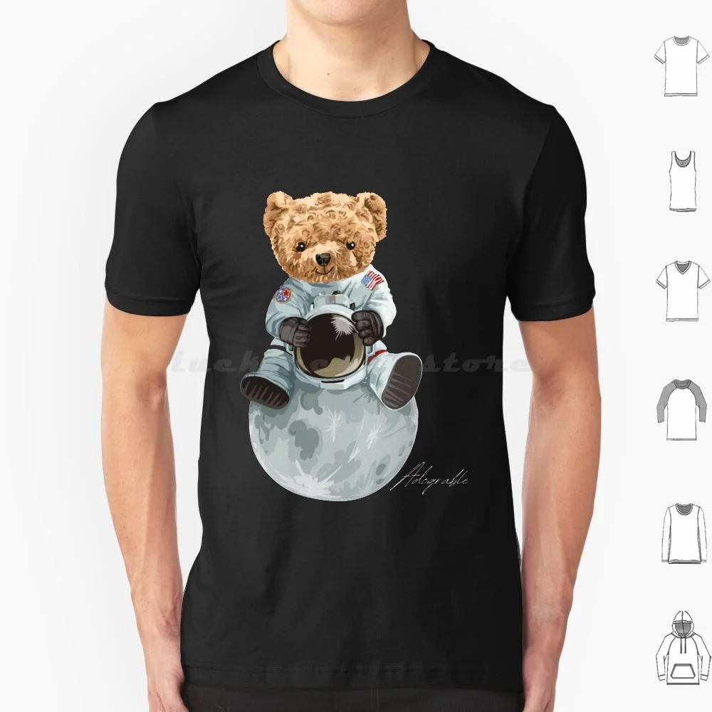 Cute Astronaut Bear On The Moon-Adograble Astronaut T Shirt Cotton Men Women Diy Print Bear Teddy Bear Basketball Baron Bear