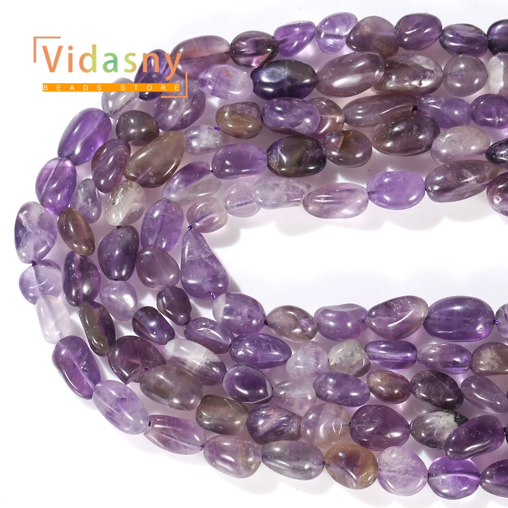 8-10mm Naturstein Amethyst Unregelmäßige Ovale Lose Perlen für Schmuckherstellung Handgefertigte DIY Armbänder Zubehör – Detail 7