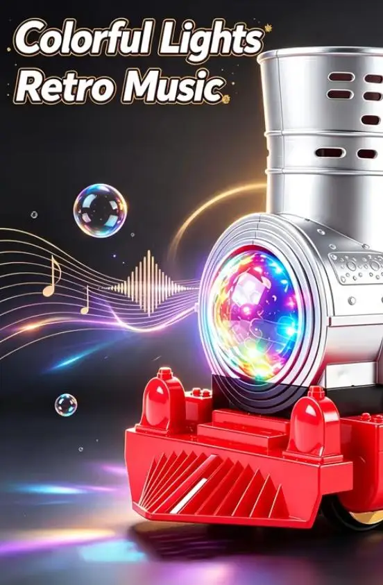 RC Bubble Train Automatic Bubble Blowing Retro Locomotive 2.4G Remore Control Train with Light Children Christmas Birthday Gifts